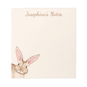 Bloc-note Lapin à l'aquarelle marron avec de grandes oreille