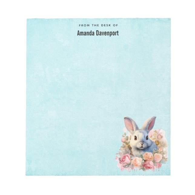 Bloc-note Lapin avec une guirlande de roses Mignon (Devant)