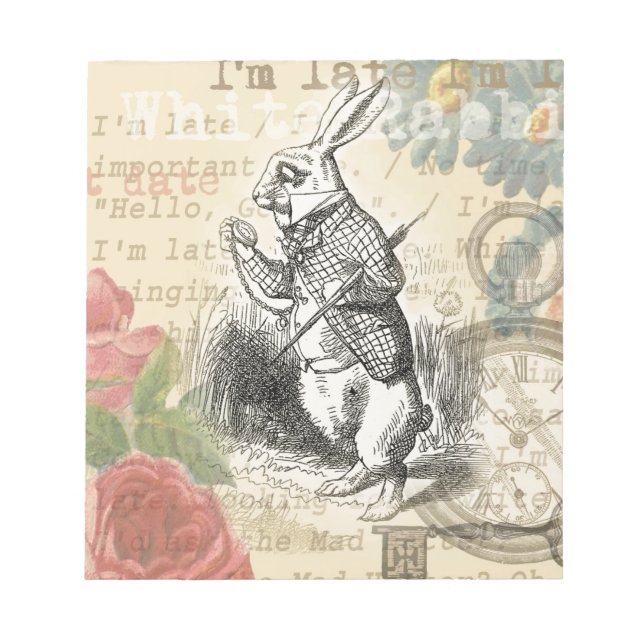 Bloc-note Lapin Blanc Alice au Pays des Merveilles Art (Devant)