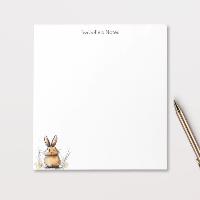 Bloc-note Lapin Brun Mignon Dessin Personnalisé (Créateur téléchargé)