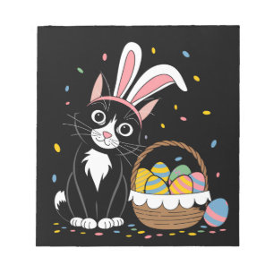 Bloc-note Lapin de Pâques Chat Noir Smoking Oreilles de Lapi
