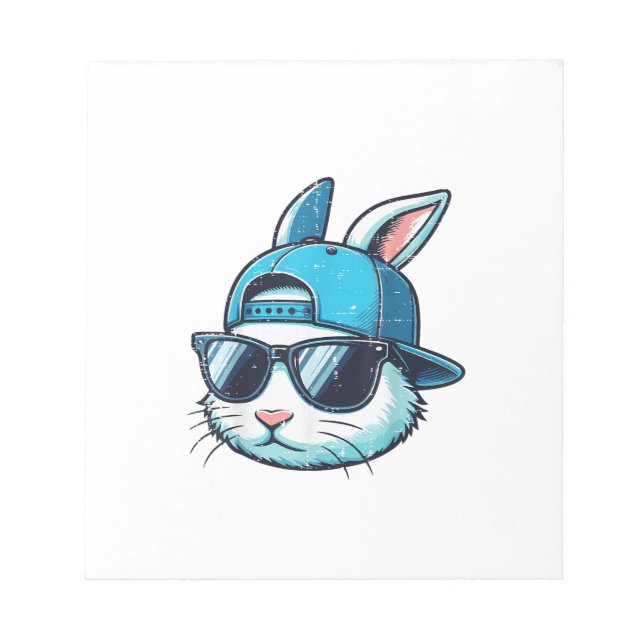 Bloc-note Lapin de Pâques Face Casquette de Baseball Lunette (Devant)