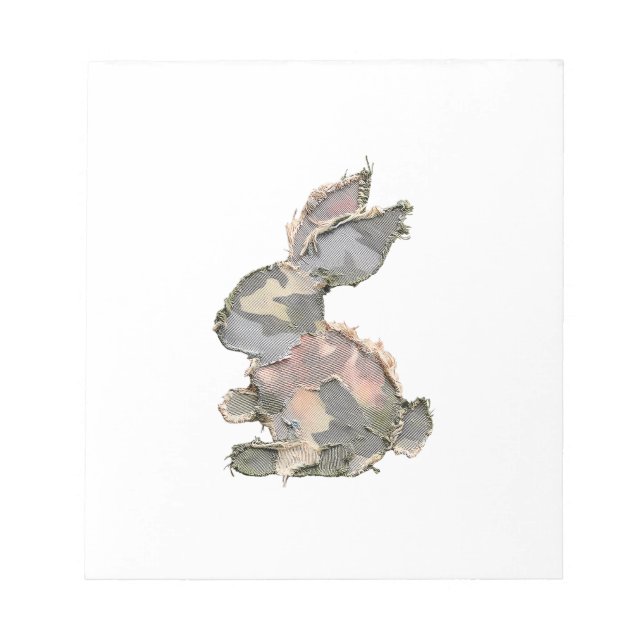 Bloc-note Lapin Drôle Crochet Patchwork Camo Lapin Heureux E (Devant)