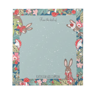 Bloc-note Lapin lapin lapin de Whimsical Champignons Bois No