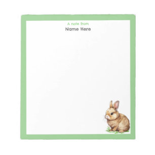 Bloc-note Lapin mignon avec cadre vert simple