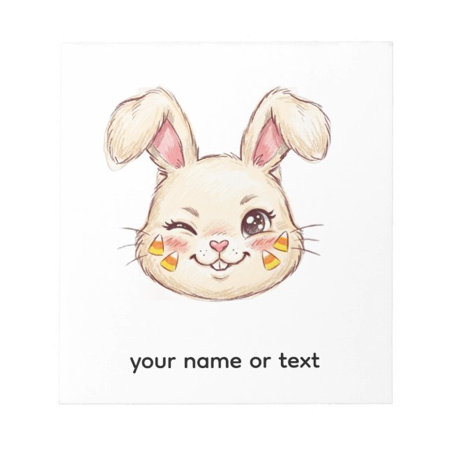 Bloc-note Lapin mignon clignant d'œil friandise maïs visage  (Devant)