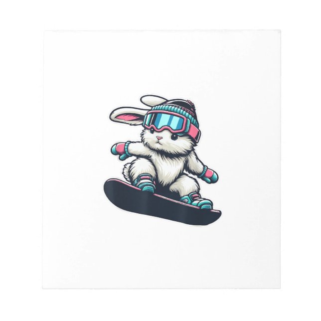 Bloc-note Lapin Mignon Réalisant un Tour de Snowboard Enfant (Devant)