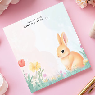 Bloc-note Lapin Pastel et Fleurs des Champs Personnalisé