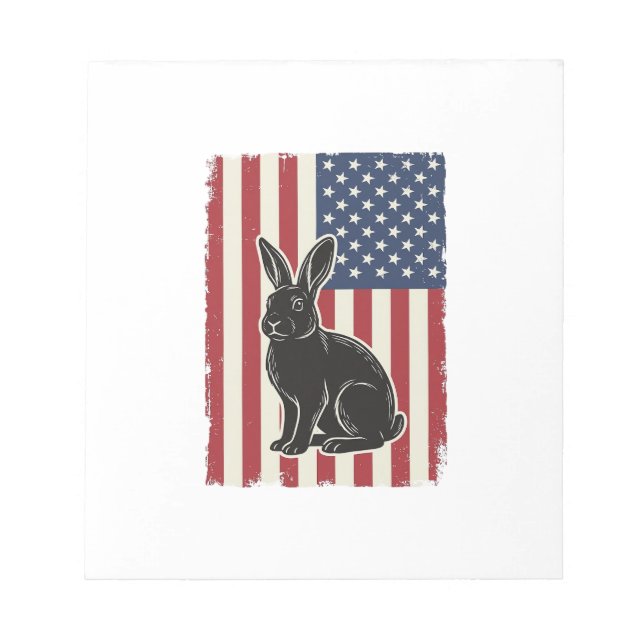 Bloc-note Lapin Patriotique Drapeau Américain Gravure Vintag (Devant)