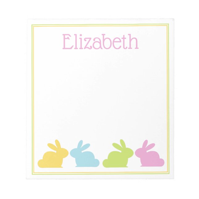 Bloc-note Lapin Personnalisé Rose Vert Bleu Jaune (Devant)