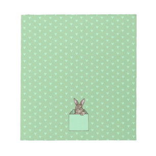 Bloc-note lapin vert dans une boîte