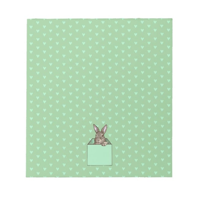 Bloc-note lapin vert dans une boîte (Devant)