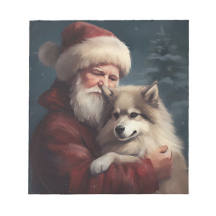 Bloc-note Lapphund finlandais Père Noël Noël Fêtueux