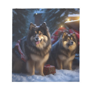 Bloc-note Lapphund finnois Traîneau enneigé Décor de Noël 