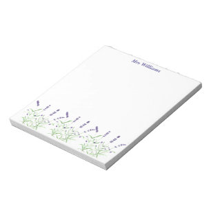 Bloc-note Lavande fleurs violettes aquarelle Herbes