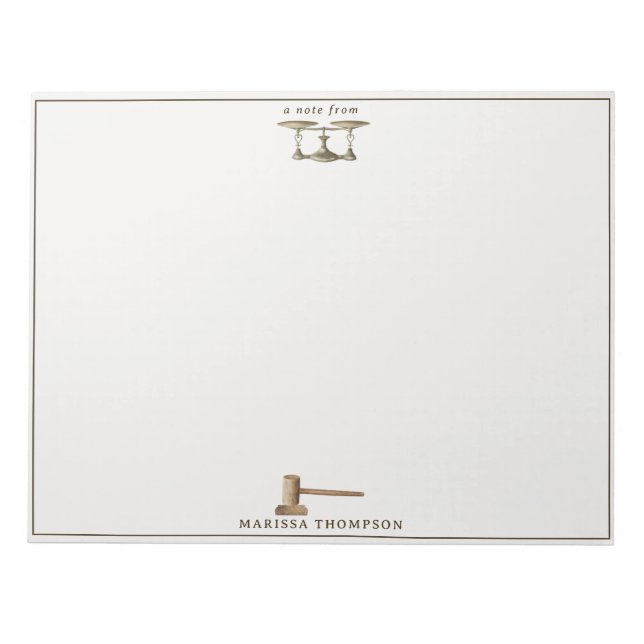 Bloc-note Law Scales Gavel Juridique Antique Nom Personnalis (Devant)