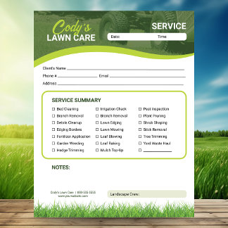 Bloc-note Lawn Care Landscaping Service Maintenance Form