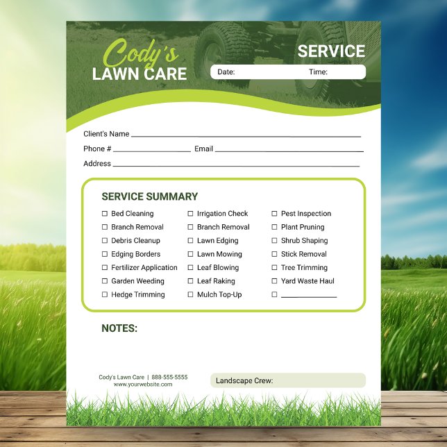 Bloc-note Lawn Care Landscaping Service Maintenance Form (Créateur téléchargé)