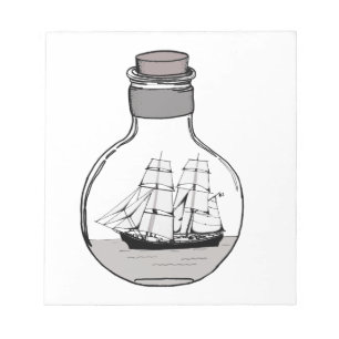 Bloc-note Le bateau dans l'ampoule en verre