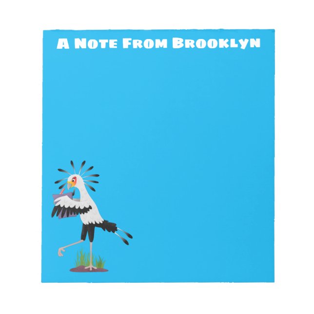 Bloc-note Le mignon secrétaire oiseau écrire des notes dessi (Devant)