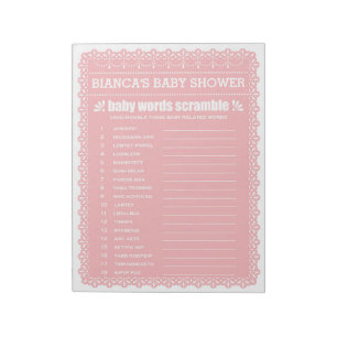 Bloc-note Le mot Scramble Pink Papel Picado Baby shower