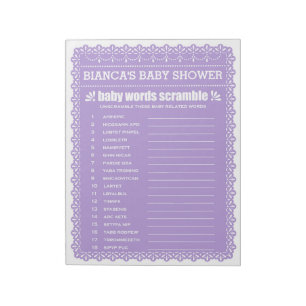 Bloc-note Le mot Scramble Purple Papel Picado Baby shower