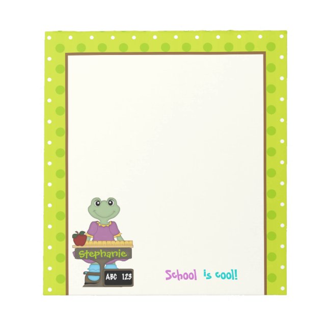 Bloc-note L'école est cool ! Grenouille à son bureau Retour  (Devant)