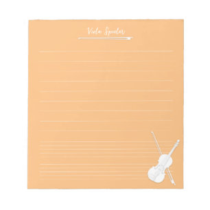 Bloc-note Leçon de musique personnalisée au violon blanc Ora
