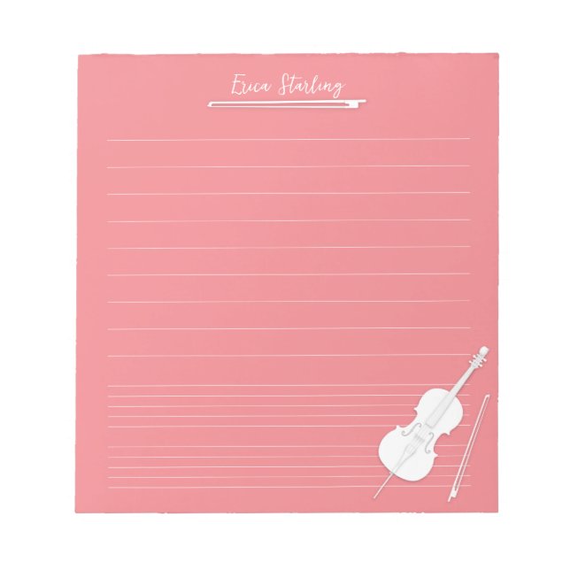 Bloc-note Leçon de musique personnalisée au violoncelle blan (Devant)