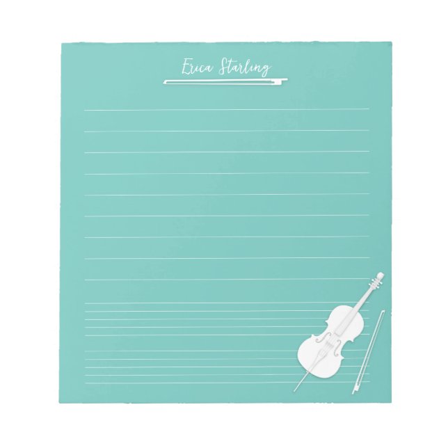 Bloc-note Leçon de musique personnalisée au violoncelle blan (Devant)
