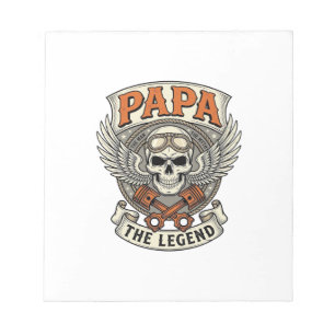 Bloc-note Légende de crâne de motard Papa Vintage