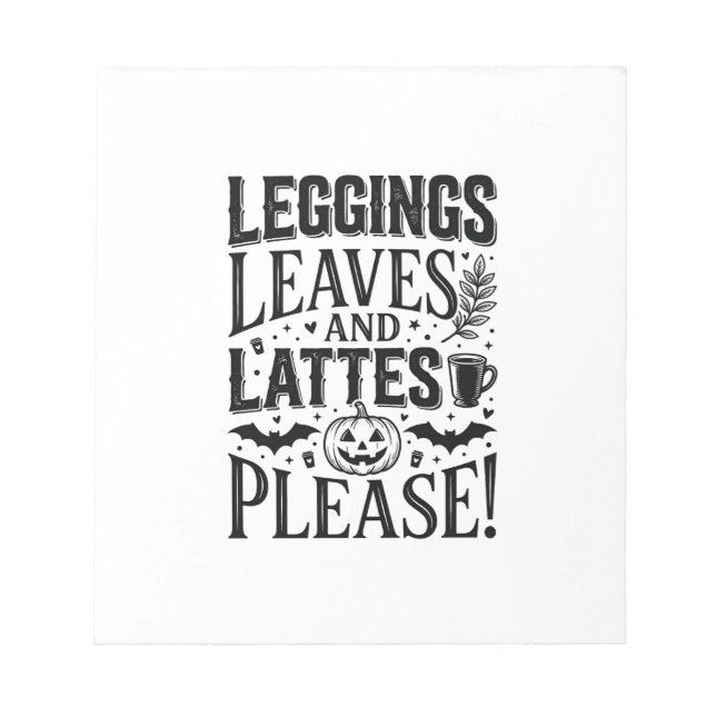 Bloc-note Leggings Feuilles Lattés Halloween Automne Café Cr (Devant)