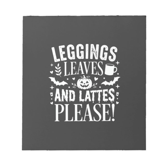 Bloc-note Leggings Halloween Feuilles et Lattés Café d'Autom (Devant)