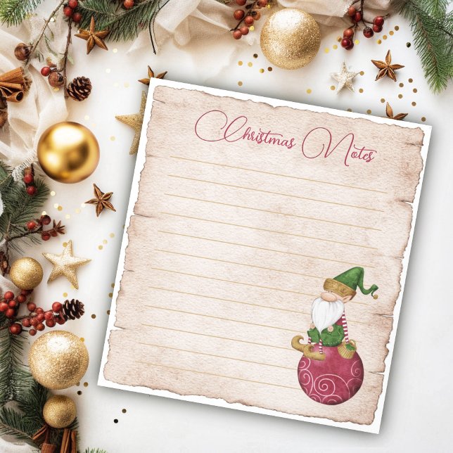 Bloc-note L'elfe du Père Noël sur un ornement de Noël  (Créateur téléchargé)