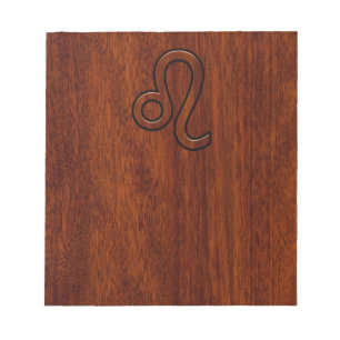 Bloc-note Leo Zodiac Sign in Brown Mahogany wood style