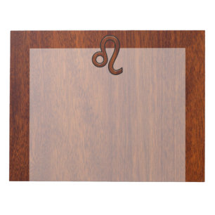 Bloc-note Leo Zodiac Sign in Mahogany wood style