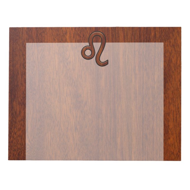 Bloc-note Leo Zodiac Sign in Mahogany wood style (Devant)