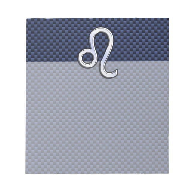 Bloc-note Léo Zodiac Sign on Navy Blue Carbon Fiber Print (Devant)