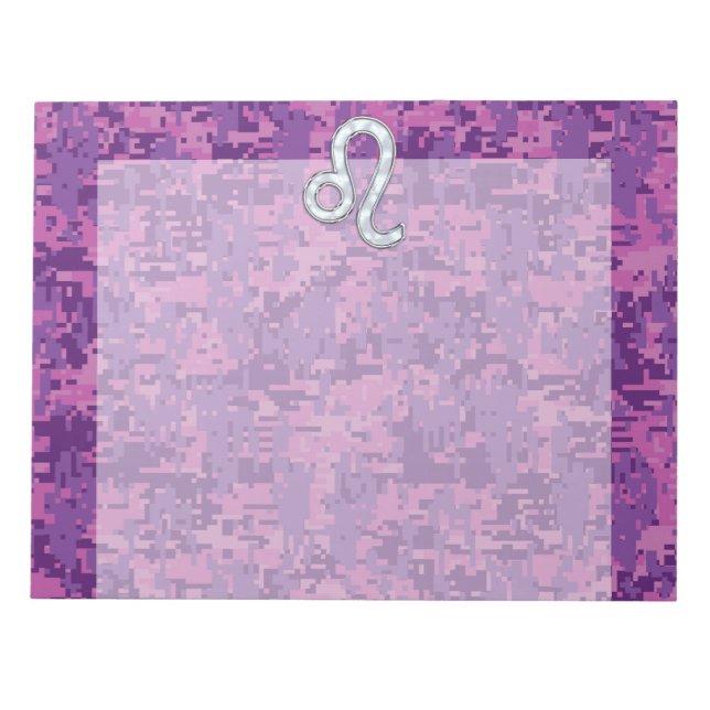 Bloc-note Leo Zodiac Symbol on Pink Fuchsia Digital Camo (Devant)