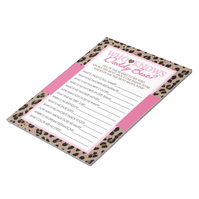Bloc-note Leopard Qui Connaît Daddy Best Baby shower Game Pa (Incliné)