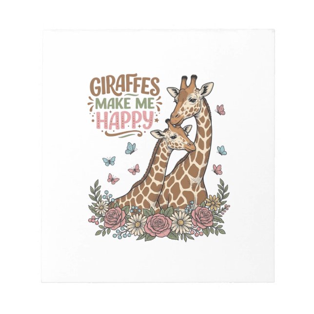 Bloc-note Les girafes me rendent heureux design de chemise f (Devant)