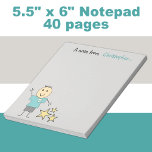 Bloc-note Les gosses, c'est Gray et Green with name<br><div class="desc">Personalize this notepad for a little boy,  with name. Designed in gray with little boy stick dressed in green,  and gray,  with yellow stars.</div>