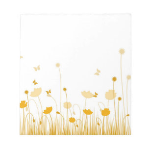 Bloc-note Les pavots minimalistes orange et blancs pré flora