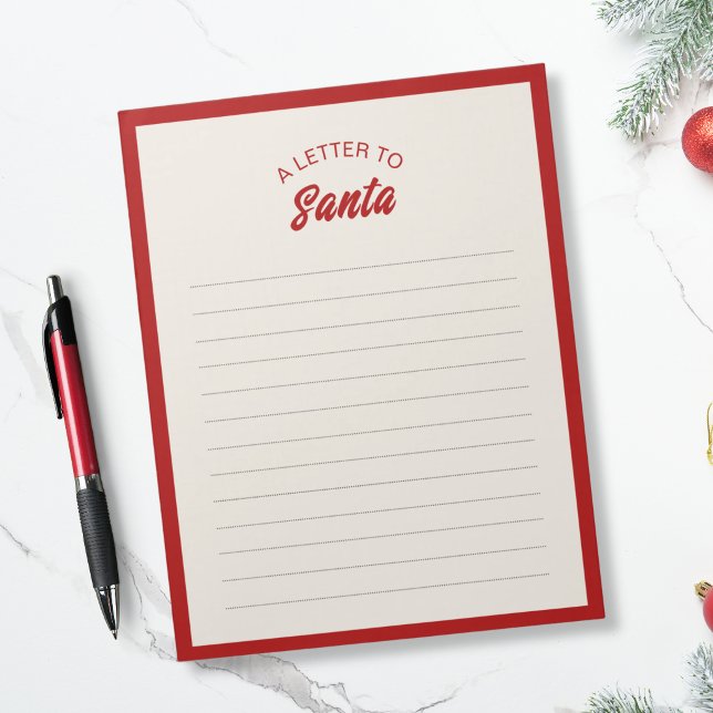 Bloc-note Lettre au Père Noël - Bordure Rouge Classique (Créateur téléchargé)