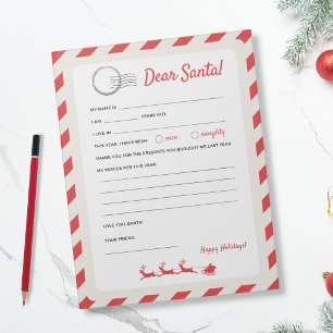 Bloc-note Lettre au Père Noël - Courrier aérien Canne de bon