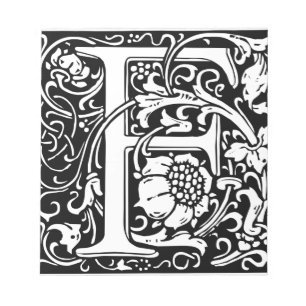 Bloc-note Lettre F Monogramme Médiéval Vintage Initiale