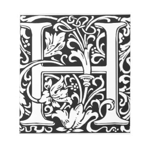 Bloc-note Lettre H Monogramme Médiéval Initiale Vintage
