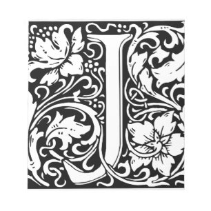 Bloc-note Lettre J Monogramme Art Nouveau Médiéval
