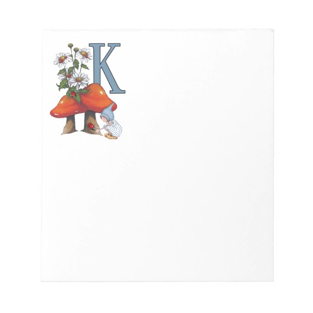 Bloc-note Lettre K, INITIALE, Tabourets, Gnome, Ladybug (Devant)