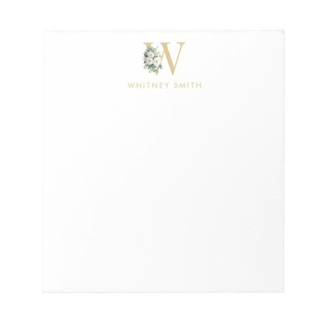 Bloc-note Lettre monogramme Floral Nom initial (Devant)